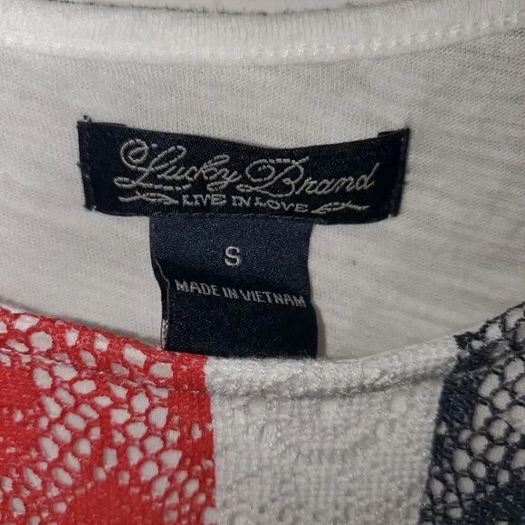 LUCKY BRAND BOHO AMERICAN FLAG TANK TOP SIZE SMALL MEDIUM - Picture 2 of 5